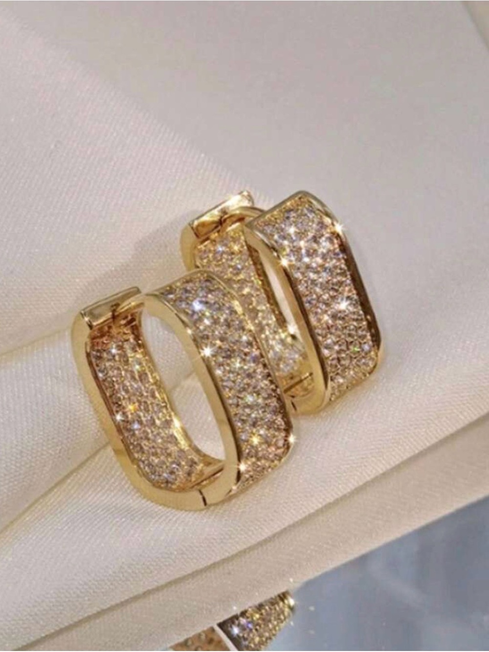 Gold Pavé Huggie Hoop Earrings - 18k Gold Vermeil